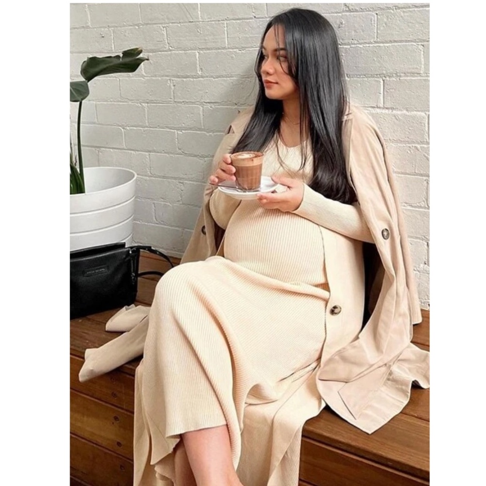 2 Piece Set: Knit Midi Pencil Dress and Long Cardigan Button Through - Picture 14 of 16